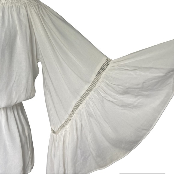 Elan off Shoulder Radder Ruffle Crochet Trim Romper - Picture 3 of 4